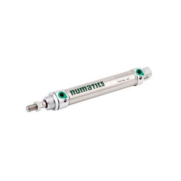 Vérins cylindrique ISO 6432 - Ø 8 - Cse 80 - P. :10 bar - Double effet - Tige inox - Flasques alu
