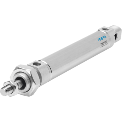 Vérins cylindrique ISO 6432 - Ø 8 - Cse 20 - P. :10 bar - Double effet - Tige inox - Flasques alu