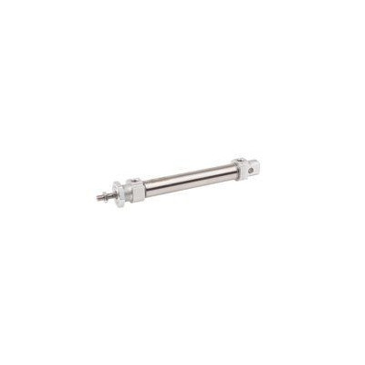 Vérin cylindrique ISO 6432 - Ø 16 - Cse 50  - P. :10 bar - Double effet - Tige inox - Flasques alu