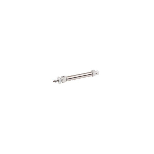 Vérin cylindrique ISO 6432 - Ø 25 - Cse 100  - P. :10 bar - Double effet - Tige inox - Flasques alu