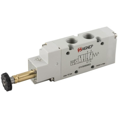 Distributeur pneumatique 5/2 - 1/4 commande électrique monostable rappel ressort Marque AIGNEP