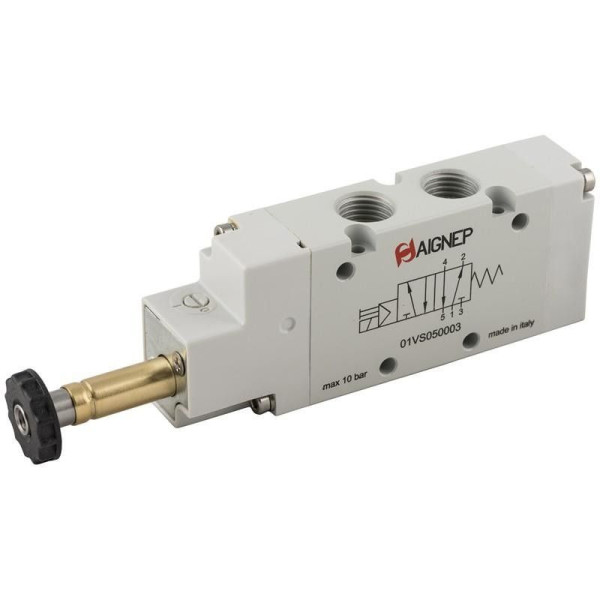 Distributeur pneumatique 5/2 - 1/4 commande électrique monostable rappel ressort Marque AIGNEP