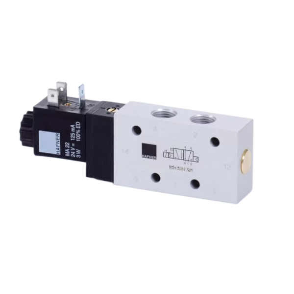 Pneumatic distributor 5/2 - 1/8 electric control monostable spring return HAFNER brand
