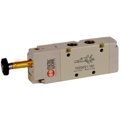 Distributeur pneumatique 5/2 - 1/8 commande électrique monostable rappel ressort Marque Metalwork