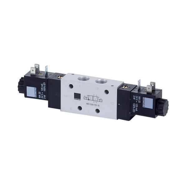 Distributeur pneumatique 5/2 - 1/4 commande électrique bistable Marque HAFNER