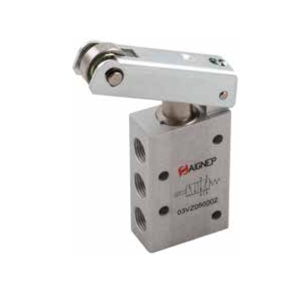 Fin de course 1/8 3/2 NC jambe de force pneumatique - monostable avec ressort de rappel Aignep