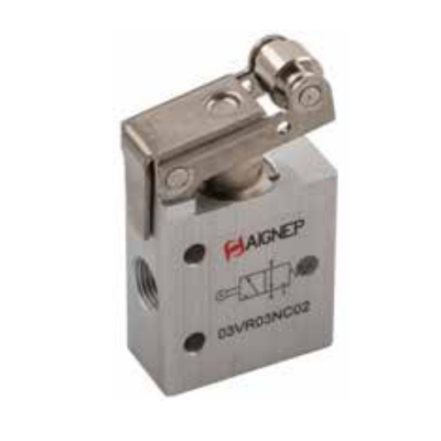 Fin de course rouleau court 1/8 3/2 NC monostable avec ressort de rappel - Aignep