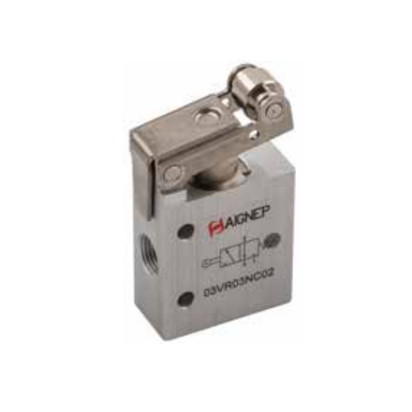 Fin de course rouleau court 1/8 3/2 NC monostable avec ressort de rappel - Aignep