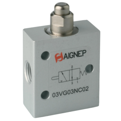 Fin de course 1/8 3/2 NC jambe de force pneumatique - monostable avec ressort de rappel Aignep