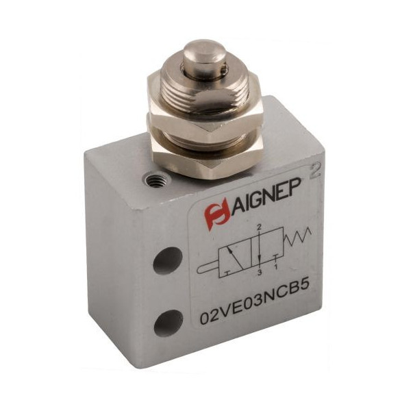 Fin de course antenne servo-pilotée pneumatique 1/8 5/2 monostable avec système de rappel par ressort - Aignep