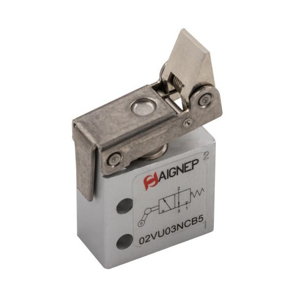 Fin de course antenne servo-pilotée pneumatique 1/8 3/2 NC monostable avec ressort de rappel - Aignep