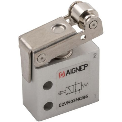 Fin de course pneu court 3/2 NC monostable avec raccords latéraux diamètre M5 - Aignep