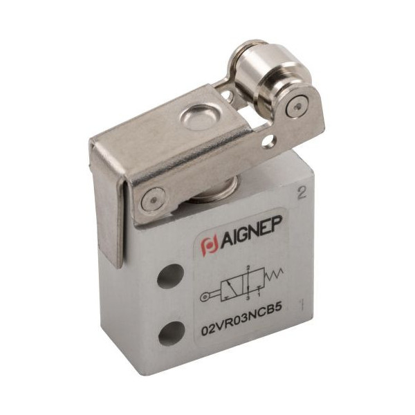 Fin de course pneu court 3/2 NC monostable avec raccords latéraux diamètre M5 - Aignep