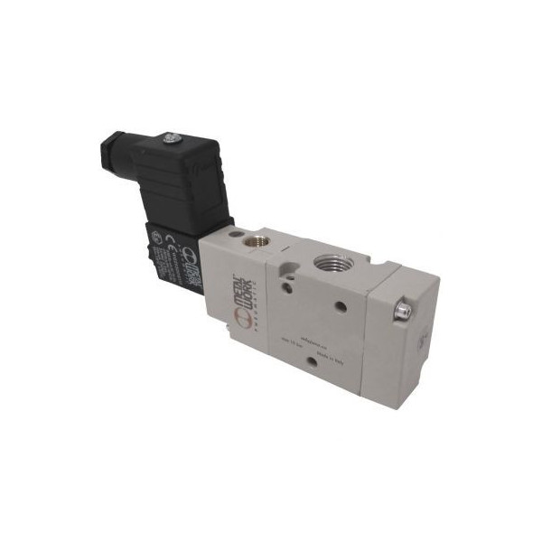 Distributeur pneumatique commande électrique 3/8 3/2 monostable NO 24 Vdc - Metal Work