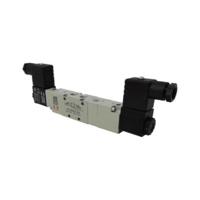 Distributeur pneumatique commande électrique 1/8 5 voies 3 positions centres fermés 24Vcc 2,5W - Metal Work