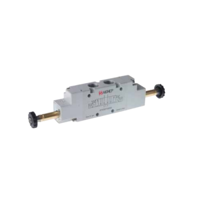 Distributeur pneumatique commande électrique 1/8 5/3 monostable centres ouverts - Aignep