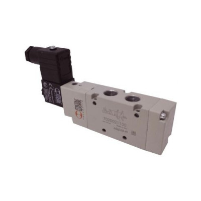 Distributeur pneumatique commande électrique 1/4 5 voies monostable 24Vcc 2,5W Metal Work