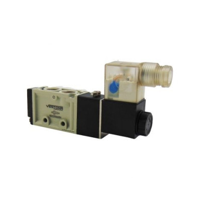Distributeur pneumatique commande électrique 1/4 5 voies monostable T2 24Vca