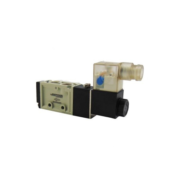 Distributeur pneumatique commande électrique 1/4 5/2 monostable T2 24Vca