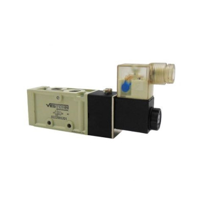 Distributeur pneumatique commande électrique 1/4 5 voies monostable T3 230Vca