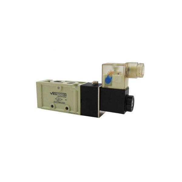 Distributeur pneumatique commande électrique 1/4 5/2 monostable T3 230Vca