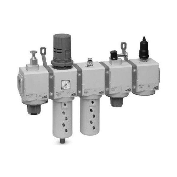 FILTRE RÉGULATEUR LUBRIFICATEUR À AIR COMPRIMÉ / MODULAIRE / VERTICAL / COMPACT
