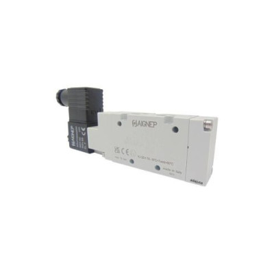 Distributeur pneumatique commande électrique 1/2 5 voies monostable 12Vdc 3W - Aignep