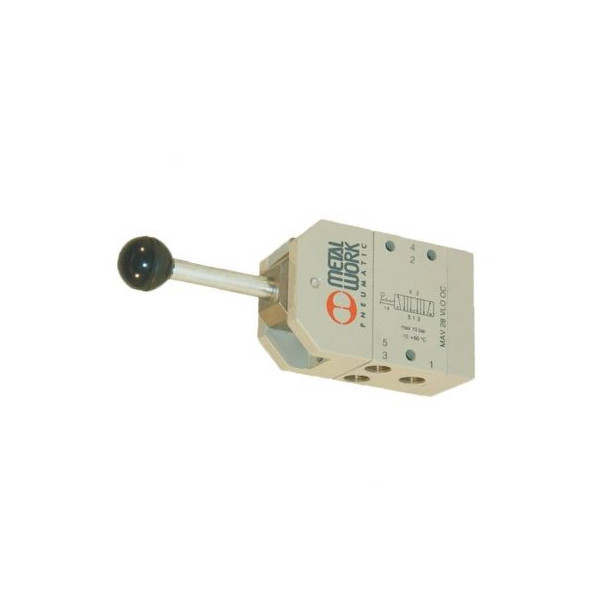 Distributeur pneumatique commande électrique 1/4 5/3 voies centres fermés 24Vcc 2 W - Metal Work
