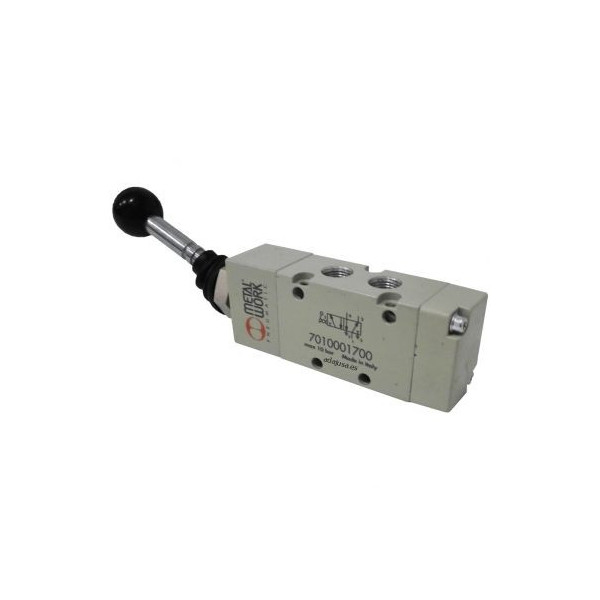 Distributeur pneumatique commande électrique 1/4 5/3 voies monostable centre fermé 24Vac 3,5VA - Metal Work