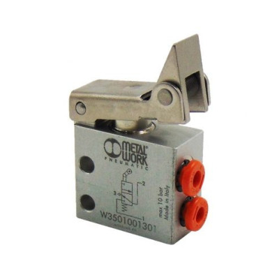 Fin de course pneumatique 3/2 NC came unidirectionnelle diamètre 4 - Metal Work