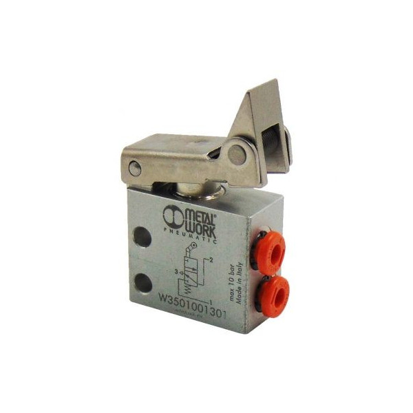 Fin de course pneumatique 3/2 NC came unidirectionnelle diamètre 4 - Metal Work