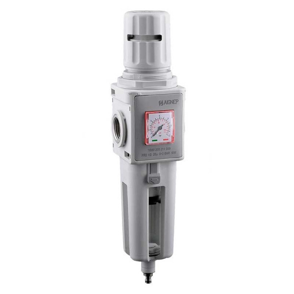 Filtre régulateur 1/2 0-8 bar taille 2 purge automatique FRL série EVO - Aignep