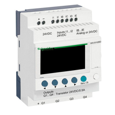 SR3B102BD - Zelio Logic - 10 E/S extensibles - 24Vcc - horloge + af...