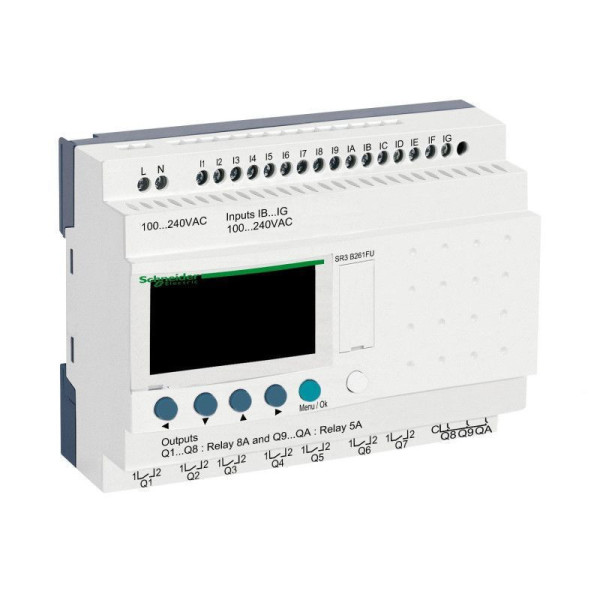 SR3B261FU - Zelio Logic - 26 E/S extensibles - 100 à 240Vca - horloge + afficheur