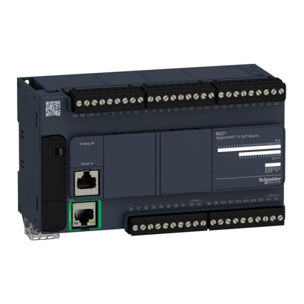 TM221CE24T Schneider - Automate Modicon M221 - Contrôleur 24 entrées/sorties - 24Vcc - PNP - Ethernet +série - 24Vcc