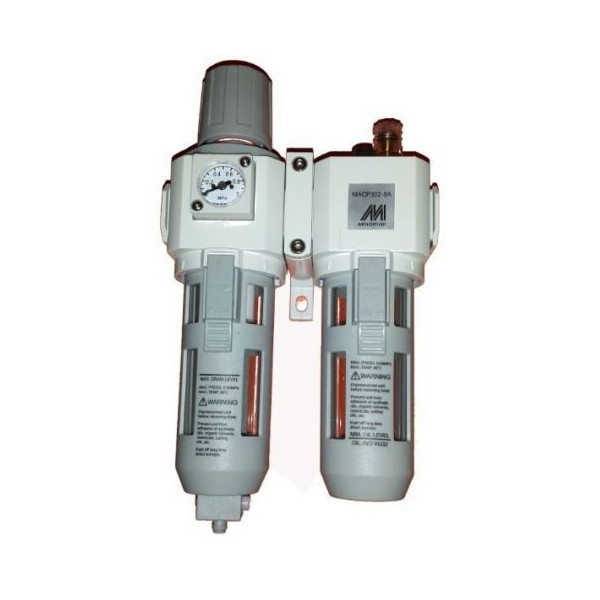 Groupe filtrant métallique 3/8" avec manomètre - Mindman