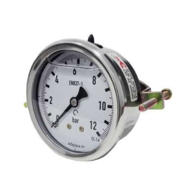 Manomètre à glycérine 0 - 100 bar pour panneau 63mm avec support Metal Work