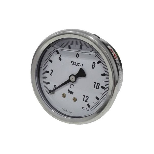 Manomètre à glycérine 0 - 25 bar Entrée arrière de 63mm boîtier en acier inox - Metal Work