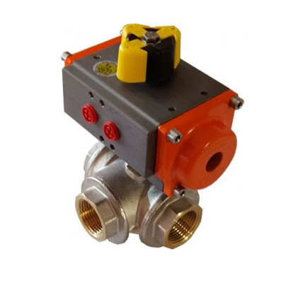 Vanne  3/4 3/2 voies inox en L avec actionneur rotatif pneumatique - xcpc