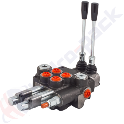 Distributeur hydraulique monobloc 80 litres, 2PK80 , deux tiroirs , G 1/2" , tiroir centre ouvert , 2PK80 AK31AK31 GKZ1