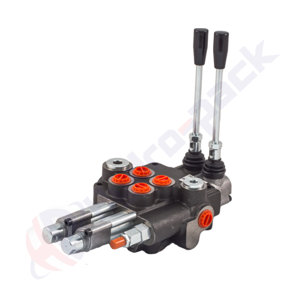Distributeur hydraulique monobloc 80 litres, 2PK80 , deux tiroirs , G 1/2" , tiroir centre ouvert , 2PK80 AK31AK31 GKZ1