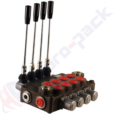 Distributeur hydraulique monobloc 120 litres, 4P120 , quatre tiroirs , G 1" , tiroir central ouvert