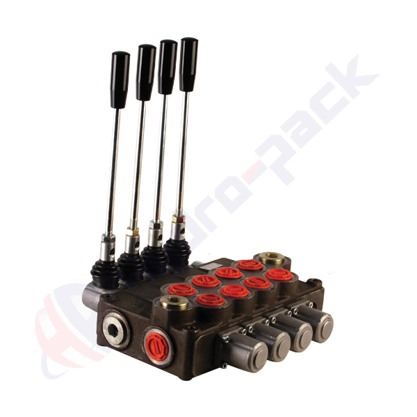 Distributeur hydraulique monobloc 120 litres, 4P120 , quatre tiroirs , G 1" , tiroir central ouvert