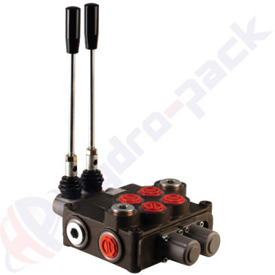Distributeur hydraulique monobloc 120 litres, 2P120 , deux tiroirs , G 3/4" , tiroir centre ouvert