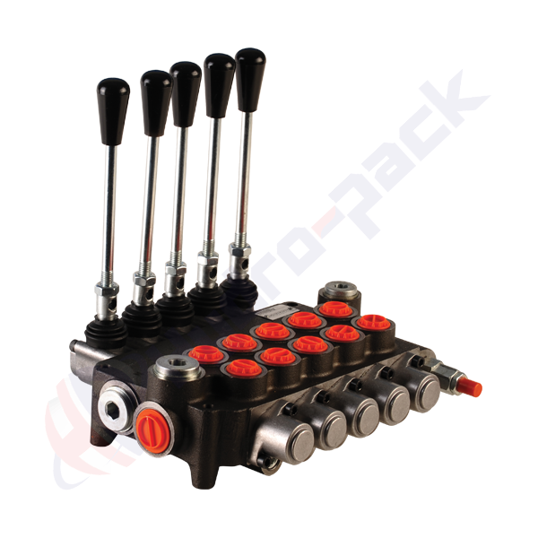 Distributeur hydraulique monobloc 80 litres avec courbe de dosage, 5Z80 , cinq tiroirs , G 1/2" , tiroir central ouvert