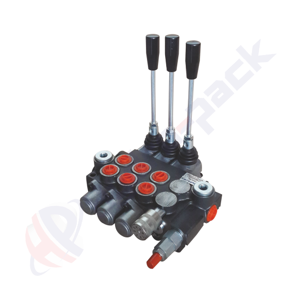Distributeur hydraulique monobloc 40 litres, 3PF40 , trois tiroirs , G 3/8" , tiroir central ouvert , 3PF40 A1A1A1 GKZ1
