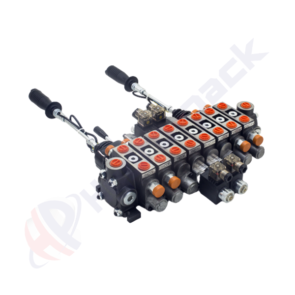 Distributeur hydraulique empilable 70 litres, 8ZC70 12 V , huit tiroirs , G 1/2" , tiroir central ouvert