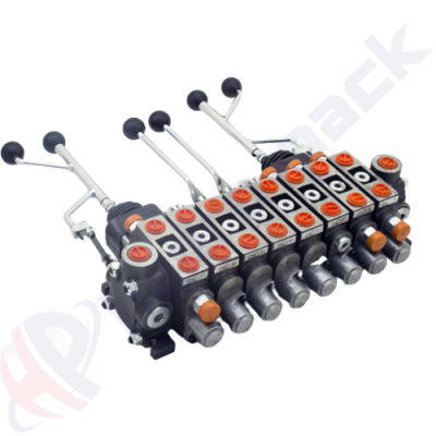 Distributeur hydraulique empilable de 70 litres, 8ZC70 , huit tiroirs , G 1/2" , tiroir central ouvert