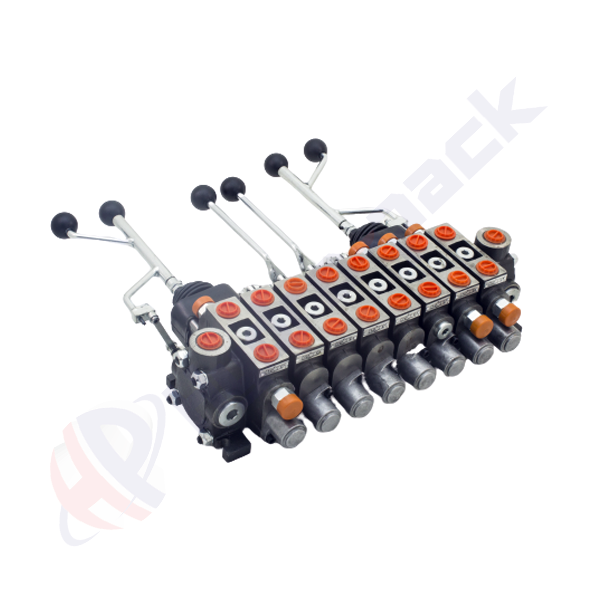 Distributeur hydraulique empilable de 70 litres, 8ZC70 , huit tiroirs , G 1/2" , tiroir central ouvert