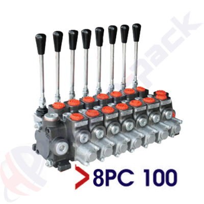 Distributeur hydraulique empilable 100 litres, 8PC100 , huit tiroirs , G 3/4" , tiroir central ouvert